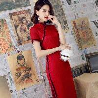 2020 Modern Cheongsam Women Short Lace Qipao Chinese Dress Qi Pao Party Vintage Elegant Dress High Quality Improve new arrival