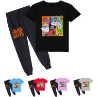 Bad Guys Boys Girls Jogger Set Cotton Summer Cartoon Causal Kids Clothing Suit Short Sleeve Tshirt + Pants K279