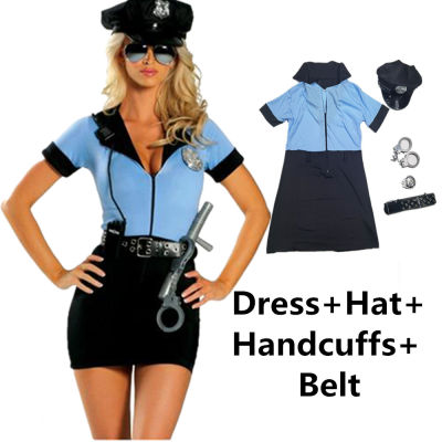 Adult Sexy Cop Costume Traffic Police Uniform Halloween Policewomen Cosplay Fancy Dress