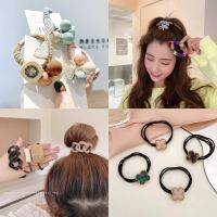 Lucky spring ยางมัดผม ลายแฟชั่นสวยๆ สำหรับผู้หญิง Japanese lucky four-leaf clover rubber band simple hair band hairrope