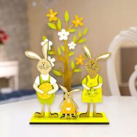 Plus Idea Easter Ornament Cartoon Rabbit Family Wood DIY Gifts Happy Easter Party Decoration Home Decor