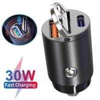 PD 30W Car Mini Charger Fast Charging PD+QC/PD+PD Dual USB Type C Auto Cigarette Lighter Adapter Accessories 12-24V Car Chargers
