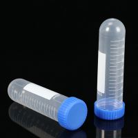 【YF】❀  50 Pcs Laboratory Centrifuge Tube 50ml Round Bottom Screw Lid Burette with Scale Plastic Test for Biological Sample