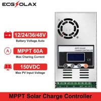 ECGSOLAX 60A MPPT Solar Charge Controller 12V 24V 36V 48V Battery Charge Regulator 60A Solar Controller LCD Max PV 150VDC Input