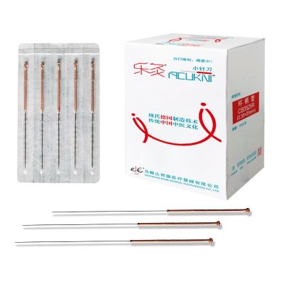 Le Moxibustion CBR Small Needle Knife Small Blade Needle Copper Handle Disposable Sterile Blade Needle Flat Needle Ultra Micro Needle Knife Beryllium Needle 100pcs