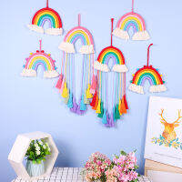 Nordic Home Decor handmade Rainbow macrame แขวนผนังเครื่องประดับ tapestries พู่ที่มีสีสันเด็กในร่มเทปตกแต่งผนัง. สไตล์มีสไตล์