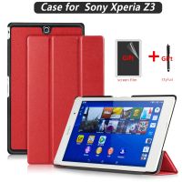 Leather Cover Stand Case for Sony Xperia Z3 Tablet Compact 8 inch With Magnet Screen Protector Stylus Pen