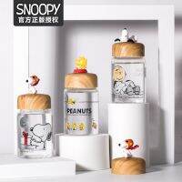 กระบอกน้ำSnoopyแก้วแบบพกพาสร้างสรรค์โปร่งใสตุ๊กตาแก้วทนความร้อนถ้วยมือ 48CA