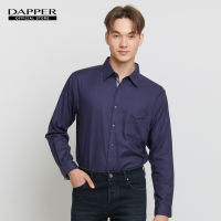 DAPPER เสื้อเชิ้ตแขนยาว Cotton Houndstooth ทรง Regular Fit สีกรมท่า