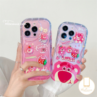 MissConnie DIY เคสการ์ตูนสำหรับ Realme C55 C53 C12 C25 C35 C33 C31 C21Y C11 C15 C20 5 7i 5S 6i 9i C25s C25Y C30 C17 C21 C3 C20A 5i ตุ๊กตาสตรอเบอร์รี่หมี Lotso 3D ขอบโค้งมนผ้าคลุม