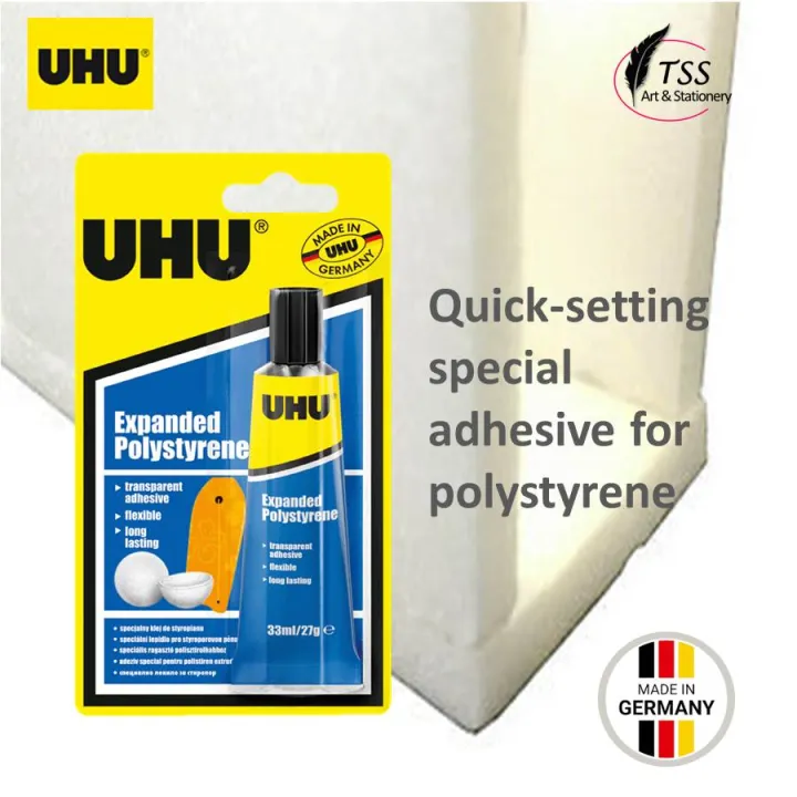 UHU Expanded Polystyrene Transparent Adhesive Solvent Free 33ml