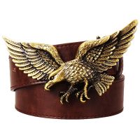 Cool Big Flying Eagle Belt Metal Buckle Raptor Hawk Pattern Fashion Men Leather Waistband Belts