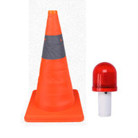 กรวยนิรภัยแบบพกพาขนาด45ซม. พับได้เอนกประสงค์ Pop Up กรวยนิรภัยพร้อมไฟ Telescopic Road Cone Reflective Roadblock Warning Sign