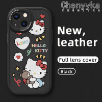 เคส Chenyyka สำหรับ IPhone 14 Plus IPhone 14 Pro Max 13 Mini 13 Pro Max เคสการ์ตูนน่ารักเฮลโลคิตตี้ดีไซน์ใหม่เคสหนังนิ่มป้องกันกล้องคลุมทั้งหมดเคสสีกันกระแทกขอบนิ่ม