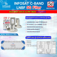 infosat LNB C-Band 5G 2จุด รุ่น CG-2 + INFOSAT Multi Switch รุ่น INF-3X24 มัลติสวิทซ์ (เข้า3ออก24)