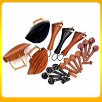 ；。‘【 1 Set  4/4 Violin Ebony/Rosewood/Jujube Wood Accessories Parts Fittings,Tailpiece+Tuning Pegs+Endpins+Chin Rest/Chin Holder