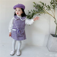 2021 Baby Girl Fashion Clothing Set Sweaters+plaid Dress+bag,Kids Girls Spring Autumn Elegant Suits Children Clothes Wear