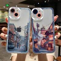 (SHANG LONG)เคสโทรศัพท์แบบใสทิวทัศน์บ้านภาพวาดอะนิเมะญี่ปุ่นสำหรับ iPhone 13 14 12 11 Pro Max X XR XS 7 8Plus SE2เคสใส
