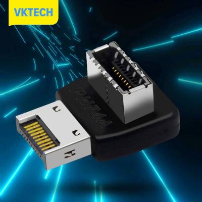 [Vktech] อะแดปเตอร์ส่วนหัวของ USB หน้าตัวแปลงส่วนหัวชนิด E แนวตั้ง USB แผงด้านหน้าสำหรับตัวเชื่อมภายในเมนบอร์ดคอมพิวเตอร์