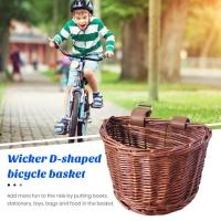 Bicycle Basket Handmade Woven Rattan Bike Baskets Capacity Strong Load-bearing Front Handle Bicycle Accessories Front Handle