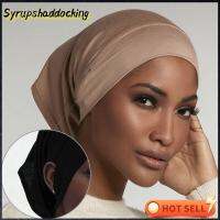 SYRUPSHADDOCKING สำหรับ hijabs หมวกผ้าโพกหัว พร้อมส่ง ใต้ฝามีรูหู หมวกผ้าพันคออิสลาม ฮิญาบของผู้หญิง หมวกคลุมฮิญาบ