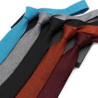 New Arrival Soft Mens Solid Colourful Neck Tie Fashion Wool Cotton Solid Skinny Ties Men Business Small Ties Designer Cravat