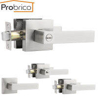 Probrico Interior Door Handle Locks Stainless Steel Front back door Levers with lock corelatch Bedroom dummy handles gate locks