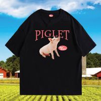 เสื้อ PIGLET  ผ้าCotton 100% ผ้าดีมากก มีขาวและดำ เสื้อยืดแขนสั้นเนื้อผ้าฝ้ายแฟชั่นพิมพ์ลายสําหรับผู้หญิงและผู้ชาย