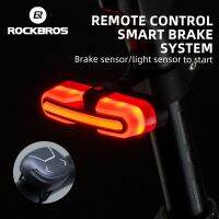 ๑✷ ROCKBROS Bicycle Smart Rear Light Type-C Charging IPX6 Brake Sensor Auto Stop Cycling Taillight Warning Light Bike Accessories