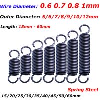 Open Hook Tension Spring Pullback Spring Coil Extension Spring Wire Dia 0.6mm 0.7mm 0.8mm 1mm Various Sizes Spring Steel Springs