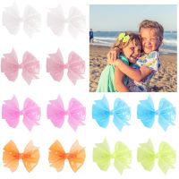 CN 2Pcs/set 4.5 inch Jelly Bows Adorable Waterproof Hair Bows Kids Girls Hairgrips Perfect for Pools Beach Hairpins Accessories