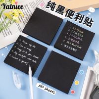 Yatniee Black Posted It Note Student Message Notepad Cute Solid Color Notes Material Paper Kawaiii Stationery office Accessories