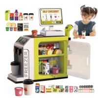 Cash Register Playset Interactive Store Playset Cashier Toy Grocery Store Playset for Kids Ages 3 Christmas Gift for Girls and Boys Develops Early Math Skills manner