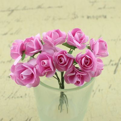 [AYIQ Flower Shop] 144ชิ้น/ล็อต Mini Rose ดอกไม้กระดาษประดิษฐ์สำหรับงานแต่งงานดอกไม้ตกแต่งผนังจำลองดอกกุหลาบดอกไม้ DIY ช่อดอกไม้ Gift