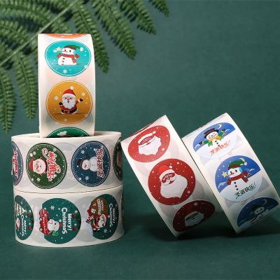 100-500Pcs Merry Christmas Stickers Christmas Theme Seal Labels Stickers For DIY Gift Baking Package Envelope Stationery Decor Stickers Labels
