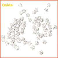 OSIDE 100pcs สีขาวขาว ลูกปัดพลอยเทียม 10มม. ค่ะ กลมกลมๆ ลูกปัดดินเหนียวลูกปัด งานฝีมืองานประดิษฐ์ ดินปู สำหรับสร้อยคอ