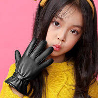 2021Genuine Leather Gloves Five Finger Childrens Glove Winter Warm Velvet Lined Kids Sheepskin Gloves For Girls NW103-5