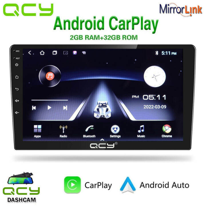 QCY 2+32G 9 inch Android 11 Double Din Car Stereo with Carplay Android ...