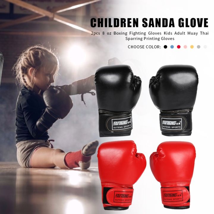 2pcs-boxing-training-fighting-gloves-pu-leather-kids-breathable-muay-thai-sparring-punching-karate-kickboxing-professional-glove