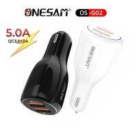 อแดปเตอร์ชาร์จแบตในรถยนต์ ONESAM รุ่น OS-G02 ชาร์จไว 5.0A USB 2 ช่อง QC3.0+2A Fast Charge Car Charger ของแท้ ประกัน 1 ปี