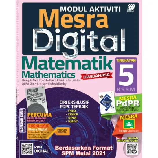 Sasbadi Buku Latihan Modul Aktiviti Mesra Digital Matematik Dwi Tingkatan 5 Kssm 2021 Lazada