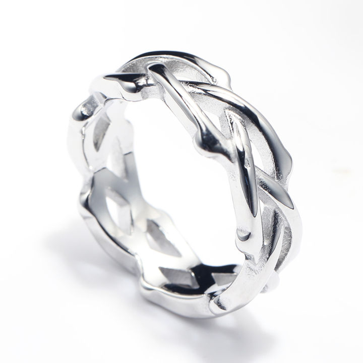 แหวนสแตนเลสแนวโน้มเรียบง่ายผิดปกติข้ามใหม่แหวนไทเทเนียมเหล็กสำหรับผู้หญิง-drho