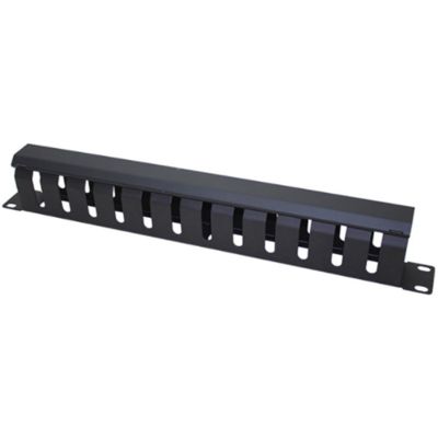 1U Cable Management Horizontal Mount 19 Inch Server Rack , 12 Slot Metal Finger Duct Wire Organizer With Cover