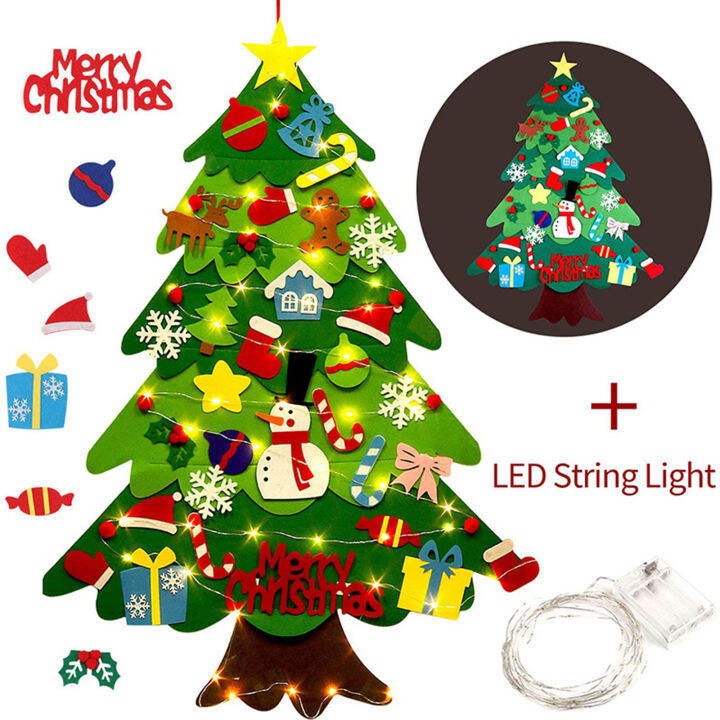 เด็ก-diy-felt-christmas-tree-ตกแต่งสุขสันต์วันคริสต์มาสสำหรับ-home-2022อุปกรณ์ตกแต่งวัยคริสมาสต์-navidad-2023ใหม่ปีของขวัญต้นคริสต์มาส