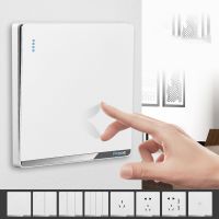 250V 86mm 1/2/3/4 gang 1/2 way White Textured frosted panel with crystal trim wall switch weak current socket set LS03 Power Points  Switches Savers