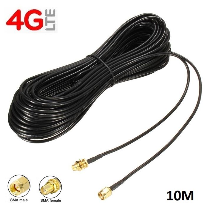 สายอากาศ-4g-3g-rp-sma-male-to-female-3g-4g-lte-antenna-connector-extension-cable-ยาว-10-เมตร