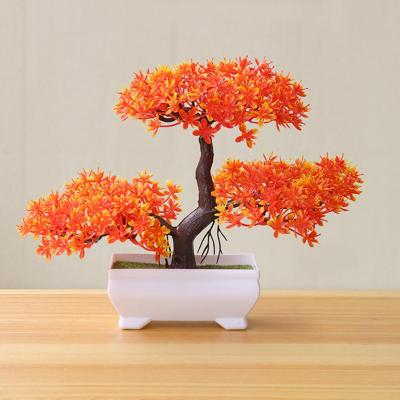 Sunset Red Artificial Pine Plant Lucky Wealth Bonsai Small Tree Plants Pot Fake Flowers Home Wedding Party Garden Decoration Spine Supporters