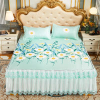 Linen Sheets Luxury Fitted Bed Sheet with Pillowcases Silk Bed Sheet 3D Breathable Blue Cute Bed Sheets King Queen Bedspread