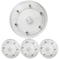 4Pcs Clear Lazy Susan Turntable, 6 Inch Acrylic Turntable Bearing for Decorating Cookies, Clear Swivel Organizer, Base