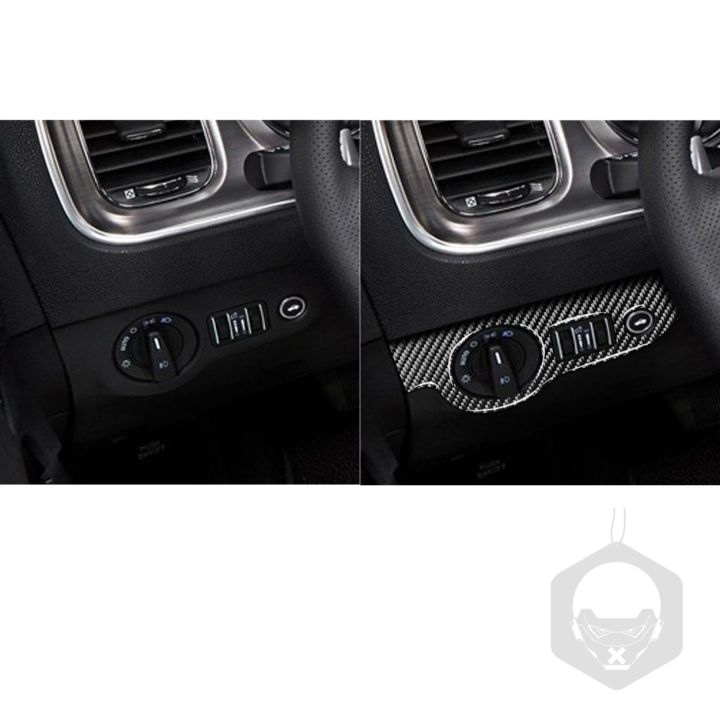 for-dodge-charger-carbon-fiber-head-light-switch-frame-panel-cover-sticker-2pcs-ld-2015-se-rt-interior-tuning-car-accessories